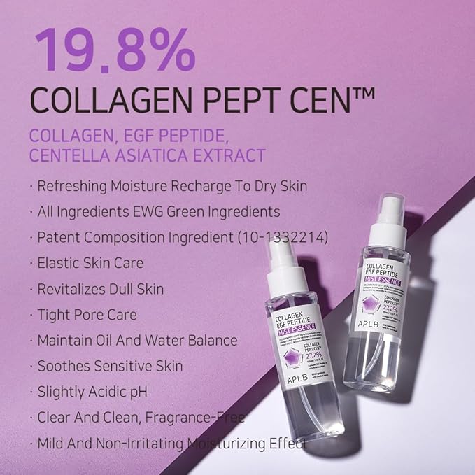 APLB Collagen EGF Peptide Mist Essence | COLLAGEN PEPT CEN™ 27.2% 3.55 FL.OZ/Korean Skincare, Elasticity care, Replenishing moisture, Revitalize for gentle and improve skin texture-FemmiqueWomen