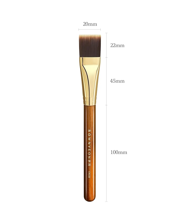 Desert Oak Series Flat Top Foundation Brush - 20mm Ultra-Thin Nylon Bristles for Streak-Free Liquid Foundation, Smooth Buffing & Full Coverage, Bubinga Handle & Brass Ferrule (CM 184)-FemmiqueWomen