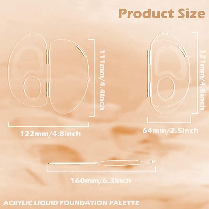 180 Degree Folding Acrylic Makeup Mixing Palette, Plastic Foundation Makeup Facial Palette with Felt Bag, Transparent Spatula Tool for Eyeshadow Liquid Foundation Cosmetic Pigment Mixing-FemmiqueWomen