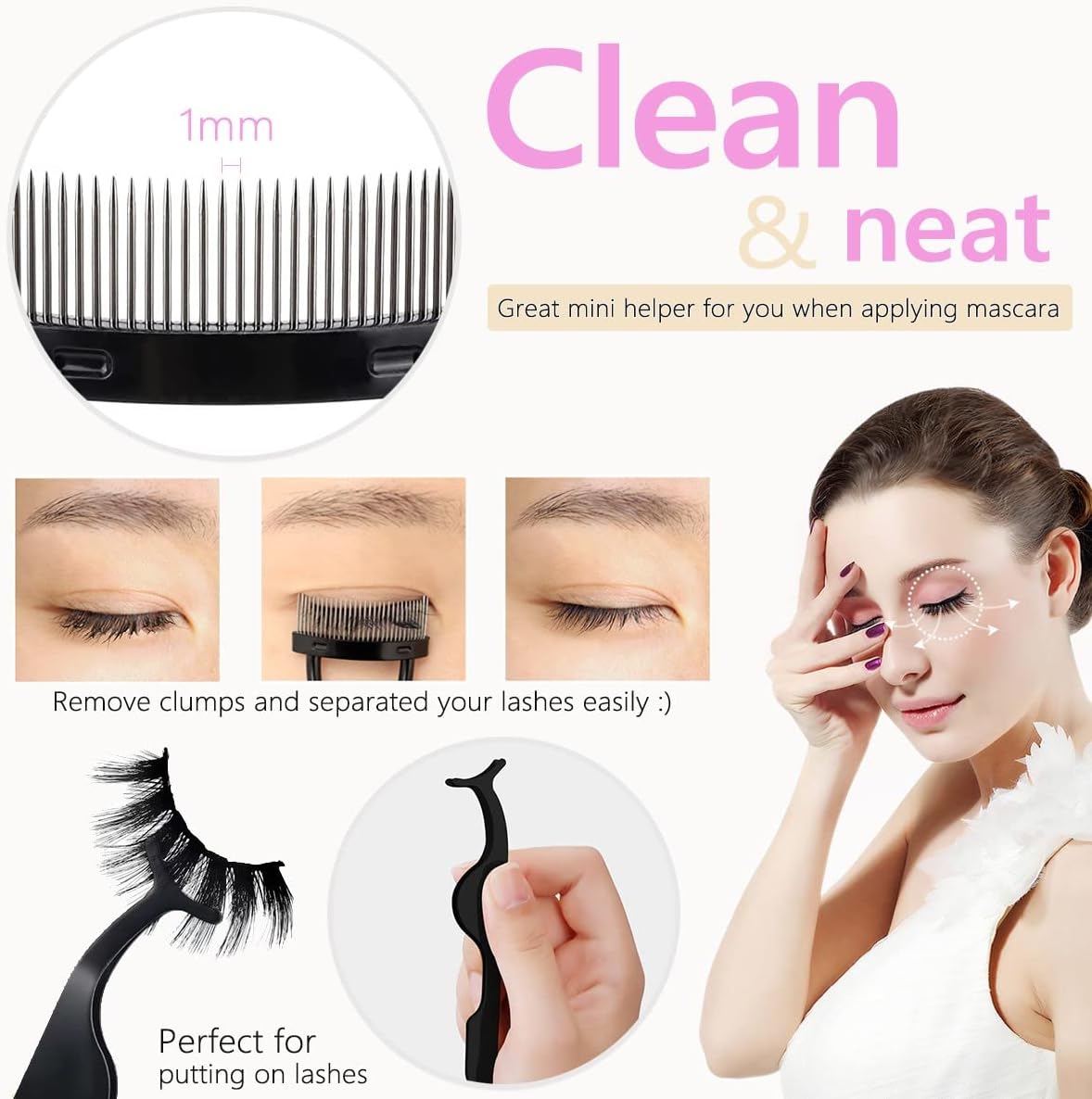 Eyelash Curlers Eyebrow Brush Kit for Women w Lash Curler, Eyelash Comb Seperator, Mascara Brushes, Eyelash Extension Tweezers, Angled Eyebrow Brush and Comb, 10 Silicone Refills Pads for Lash & Brow-FemmiqueWomen