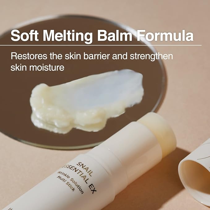THESAEM Snail Essential EX Wrinkle Solution Multi-Purpose Balm Stick – Anti Aging & Moisturizing – Face & Eye Treatment – With Snail Collagen & Honey for Moist Glow, 0.4oz. 2 Pack-FemmiqueWomen