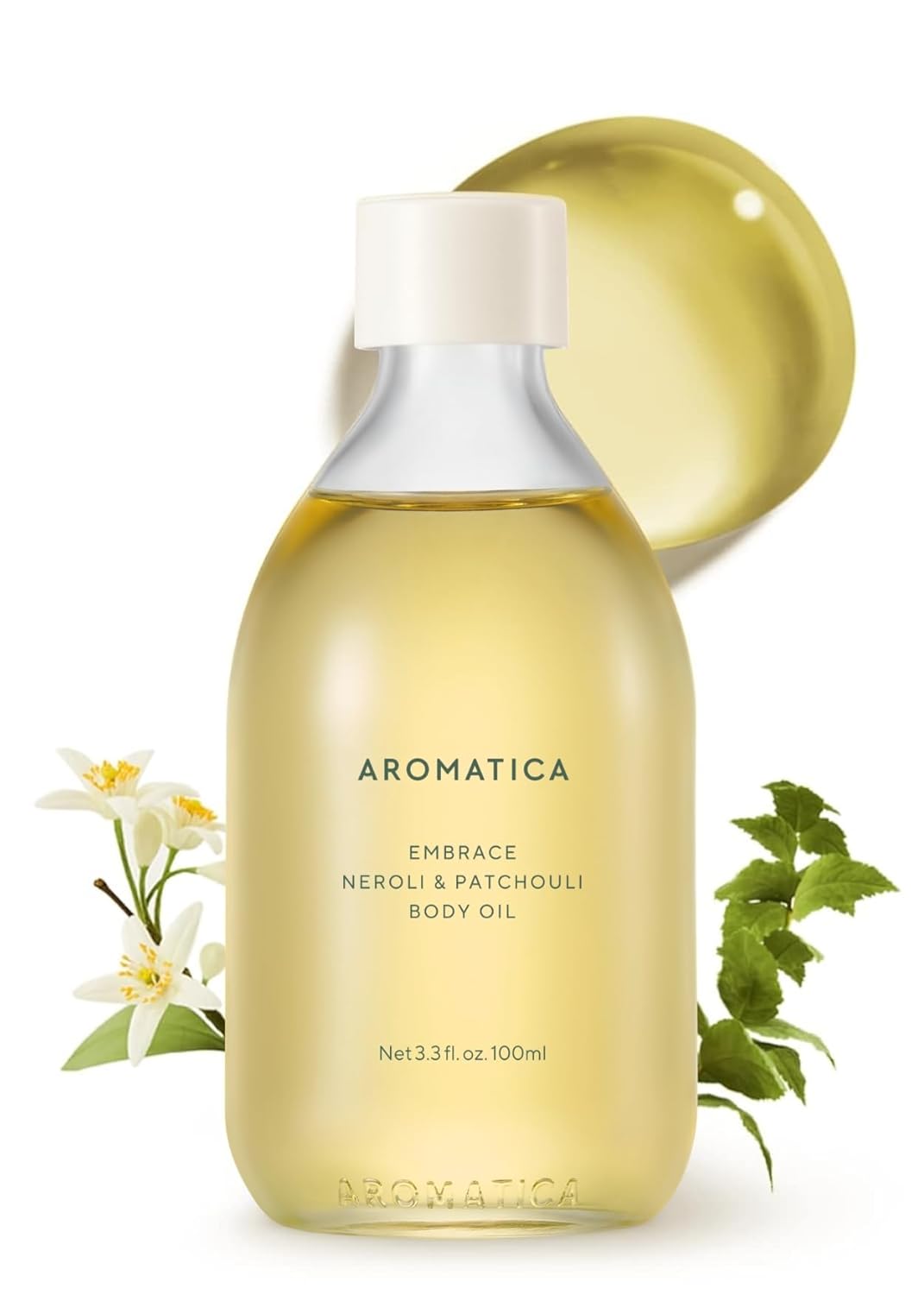 AROMATICA Embrace Body Oil Patchouli & Neroli Essential Oil, Aromatherapy Oils, Scented Body Oil, After Shower Body Oil for Women, Non-Greasy Body Serum, Body Moisturizer for Dry Skin 3.38 fl. oz-FemmiqueWomen