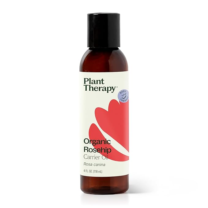 Plant Therapy Organic Rosehip Carrier Oil 4 oz For Skin and Hair Cold Pressed Supports Skin Hydration Fine Lines & Wrinkles Extra Virgin, Vitamins A and E & Essential Fatty Acids-FemmiqueWomen