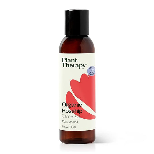Plant Therapy Organic Rosehip Carrier Oil 4 oz For Skin and Hair Cold Pressed Supports Skin Hydration Fine Lines & Wrinkles Extra Virgin, Vitamins A and E & Essential Fatty Acids-FemmiqueWomen