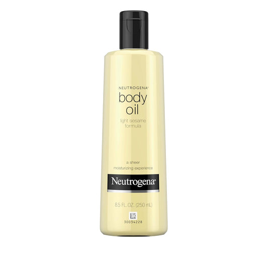 Neutrogena Body Oil Light Sesame Formula, 8.5 fl oz, Radiant Glow Moisturizer for Dry Skin, Bath & Shower Oil For Smooth and Hydrated Skin-FemmiqueWomen
