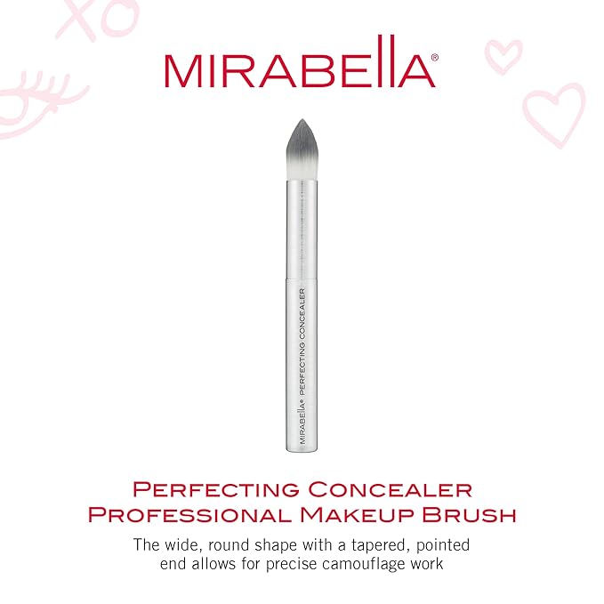 Mirabella Perfecting Concealer Brush, Premium Professional Makeup Brush Collection, Cruelty-Free Synthetic Bristle Brush, Hand-Sculpted Brushed Aluminum Handle, Luxury Blending Brush for Makeup-FemmiqueWomen