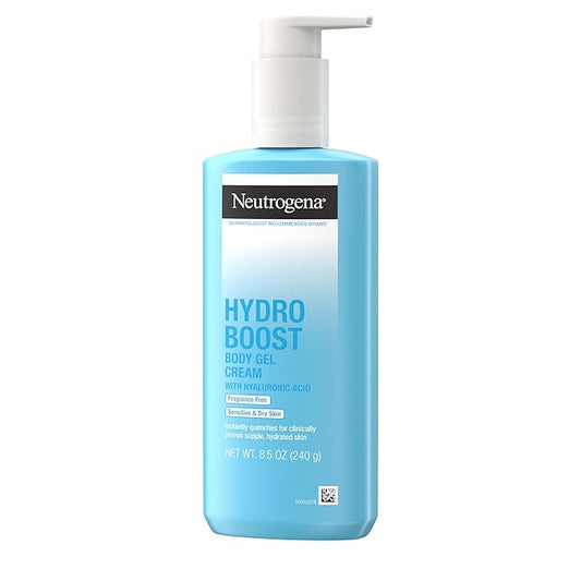 Neutrogena Hydro Boost Body Gel Cream Moisturizer with Hyaluronic Acid, Hydrating Lotion For Sensitive Skin, Fragrance Free, 8.5 oz-FemmiqueWomen