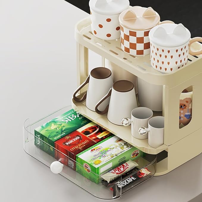 3-Tier Desk Organizers & Dispensers，Mail Holder for Office Desk Organization，Kitchen Spice Rack or Bathroom Countertop Organizer, Gift for Teachers, Classmates, and Friends (Beige)-FemmiqueWomen