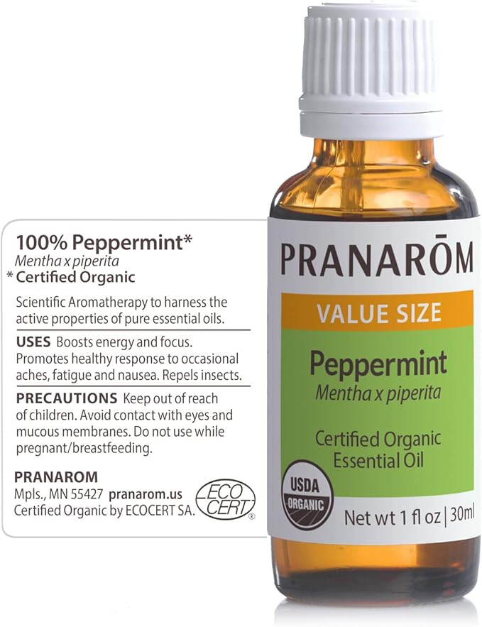 Pranarom USDA Certified Organic Peppermint Essential Oil (30ml), 100% Pure Undiluted Therapeutic Grade from India for Aromatherapy, Diffuser, Topical, Cooling, Massage & Relaxation-FemmiqueWomen