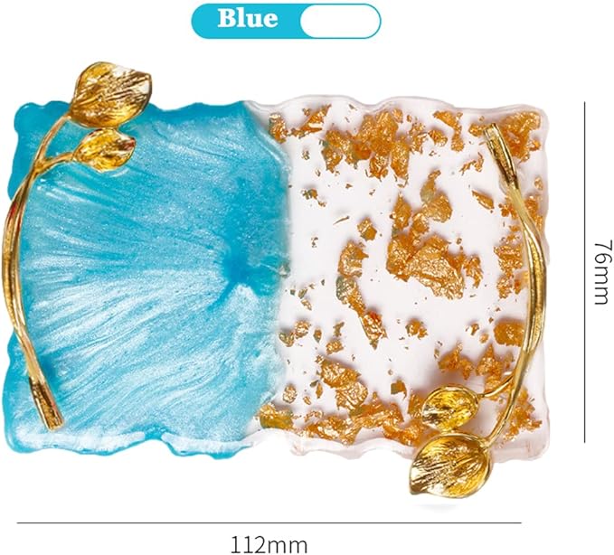 2023 Retro Nail Art Palette, Nail Painting Mixed Color Palette with Leaves Handle, Nail Holder Gel Color Makeup Display Board Pallet (Blue)-FemmiqueWomen