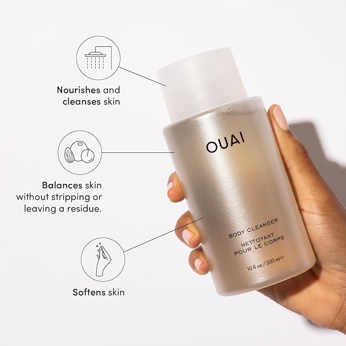 OUAI Body Cleanser, Dean Street - Foaming Body Wash with Jojoba Oil and Rosehip Oil to Hydrate, Nurture, Balance and Soften Skin - Paraben, Phthalate and Sulfate Free Skin Care Products - 10 Oz-FemmiqueWomen