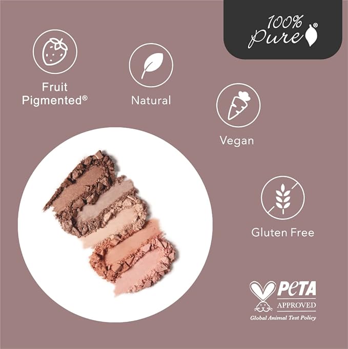 100% PURE Pretty Naked Makeup Palette All in One Compact 3 Eyeshadow, Blush, Face Highlighter, Fruit Pigmented Natural Nude, Neutral Looks for All Skin Types - Vegan (Soft, Neutral Tones)-FemmiqueWomen