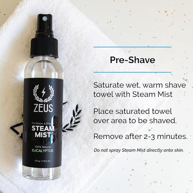 ZEUS 100% Natural Eucalyptus Oil Steam Mist, Aromatherapy Spray for Shower, Sauna, Bath & Pre-Shave, Nasal Relief & Spa-Inspired Refreshment (Made in USA) 4 oz.-FemmiqueWomen