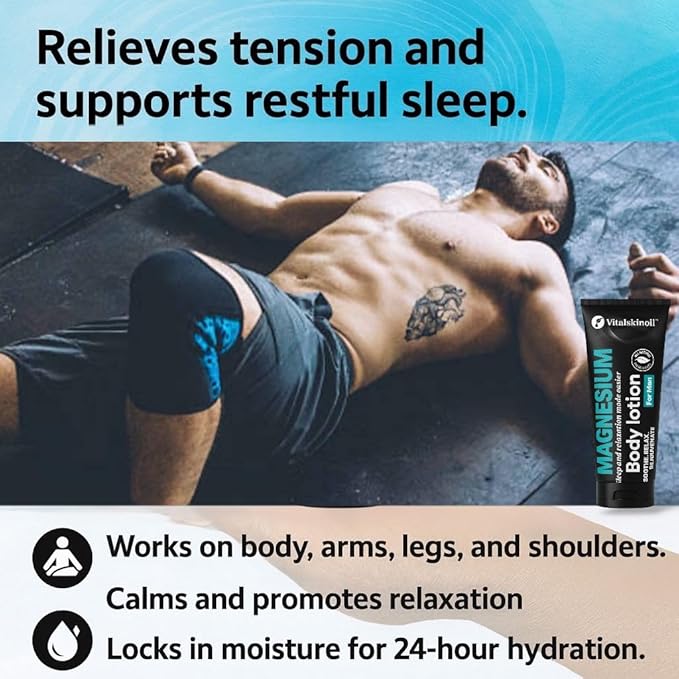 Magnesium Glycinate Body Lotion, Body Butter Cream for Men. Cologne Scented, 5.29 oz, Sleep Easy Formula-FemmiqueWomen