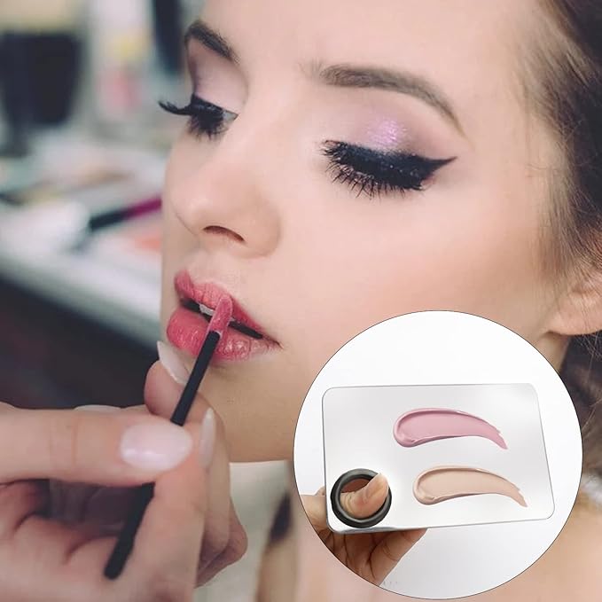 2 Pcs Acrylic Cosmetic Makeup Palette + 1 Pc Makeup Spatula, Makeup Mixing Tray Apply for Foundation Nail Art Beauty Salon Color Cream Liquid Mixing Art Palette-FemmiqueWomen