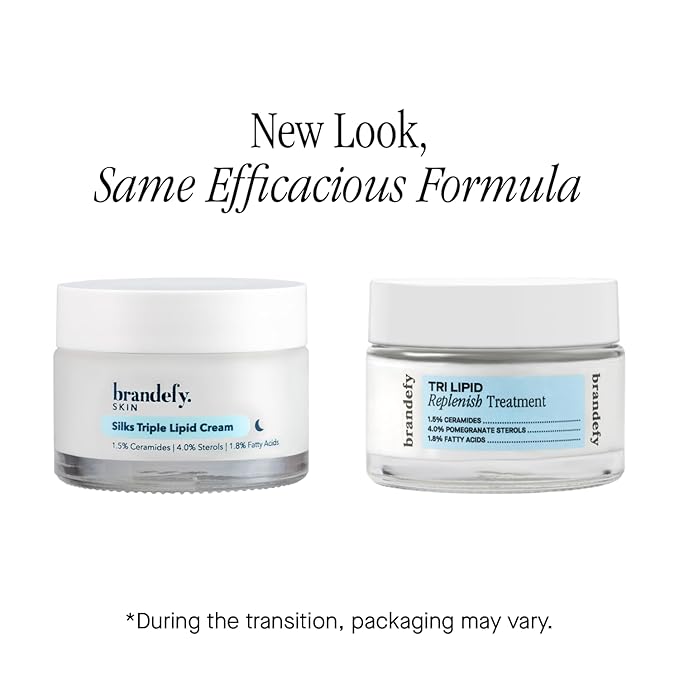 Brandefy Tri Lipid Replenish Treatment - 1.5% Ceramides, 4.0% Sterols, 1.8% Fatty Acids - Peptide Moisturizer, Hydrating Face Cream, Made in the USA (1.6 Oz)-FemmiqueWomen