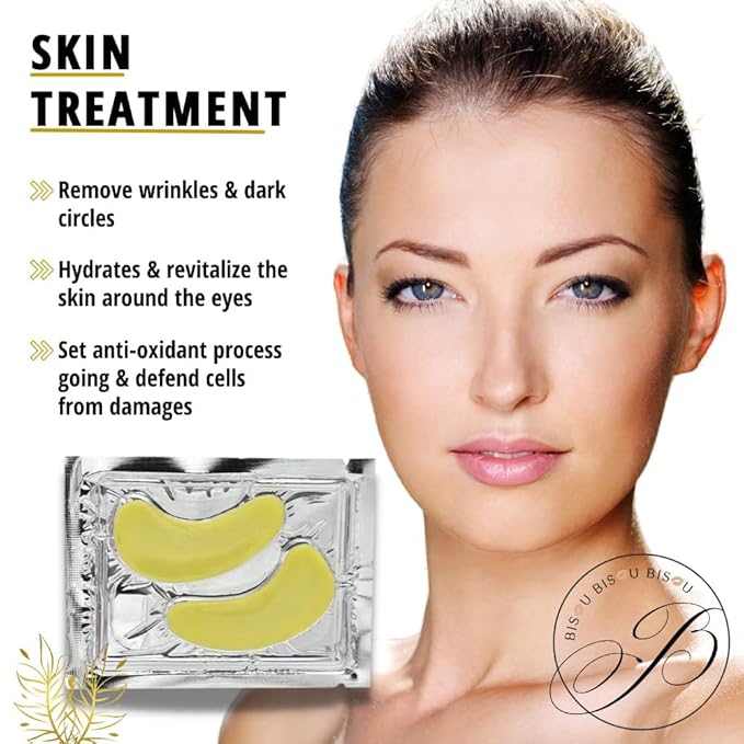 32 Pairs 24K Gold Under Eye Patches with 4 pieces of Lip Mask, Anti-Aging Eye Mask, Under Eye Mask Dark Circles and Puffiness, Wrinkles Patches with Hydrogel, Collagen Eye Pad-FemmiqueWomen