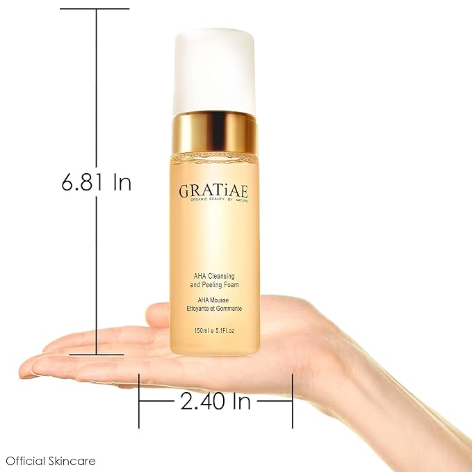 Gratiae organics, AHA Cleansing and Peeling Foam face wash, non-drying facial cleanser for sensitive, acne & allergy prone and all Skin Types, facial cleanser. 5.1 Fl. Oz-FemmiqueWomen
