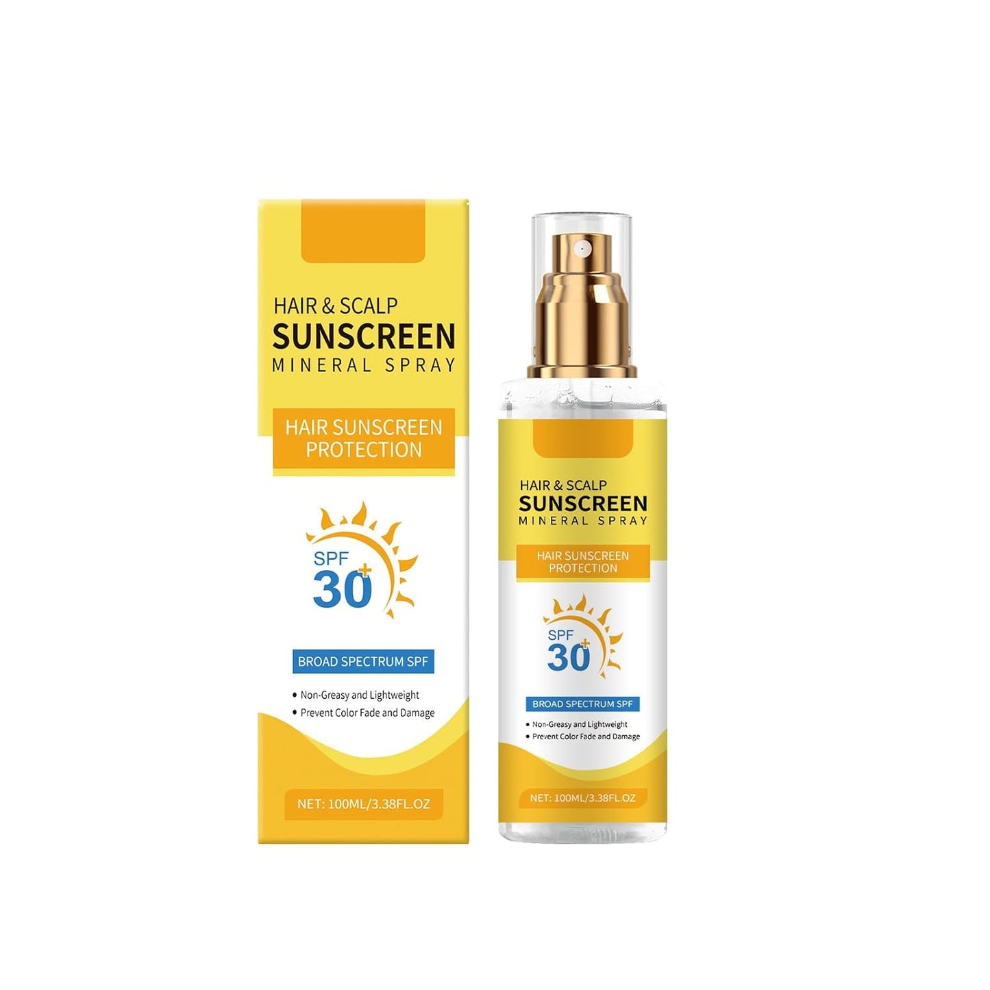 100 ML Hair and Scalp Sunscreen Spray SPF 30, Weightless Invisible Mist UV Protection Hair and Scalp Sunscreen Spray Non Greasy.-FemmiqueWomen