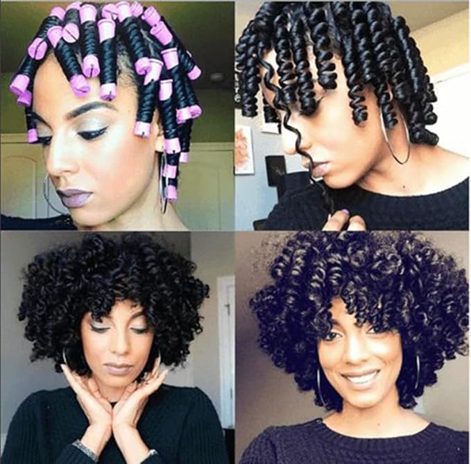 20pcs Women's Perm Rods Set for Natural Hair: 2 Sizes Cold Wave Hair Rollers for Curling and Styling All Hair Lengths - DIY Hairdressing Tools (Purple)-FemmiqueWomen