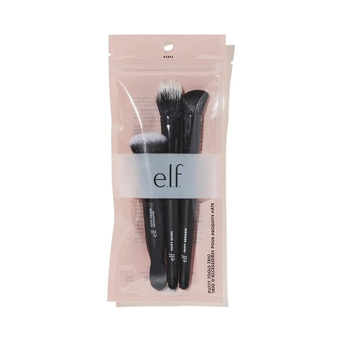 e.l.f. Putty Tools Trio, Set Of 3 Face Makeup Brushes For Putty Products, Helps You Easily Blend Putty Primer, Blush & Bronzer, Vegan & Cruelty-Free-FemmiqueWomen