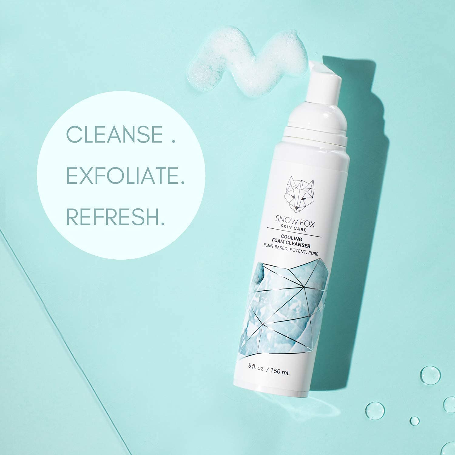 Snow Fox Cooling Foam Cleanser with Organic Aloe Vera Juice, 150 ml-FemmiqueWomen