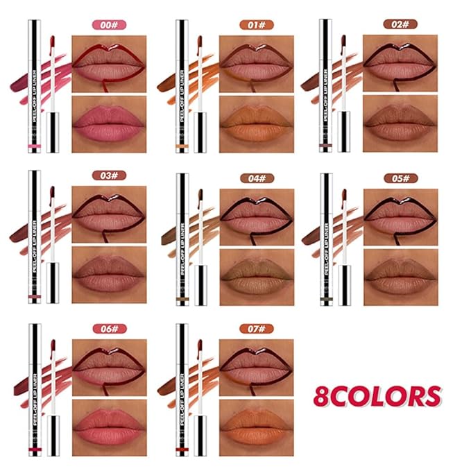 2 Pcs Matte Liquid Lip Stain Peel Off Lip Liner, Long Lasting Lip Tattoo, Waterproof & Transfer-Proof Lip Liner Peel Off Lip Gloss for All Skin Types. 0.12 fl oz #02+#03-FemmiqueWomen