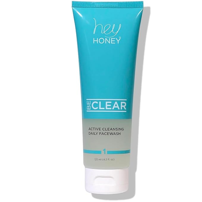 Hey Honey Skincare Be Clear Acne Routine | Daily Active Cleansing Face Wash | Youth & Young Adults, Blemishes Prone | Propolis & Gentle Exfoliating Acids | Fast & Long Lasting Oil Control | 5 fl oz-FemmiqueWomen