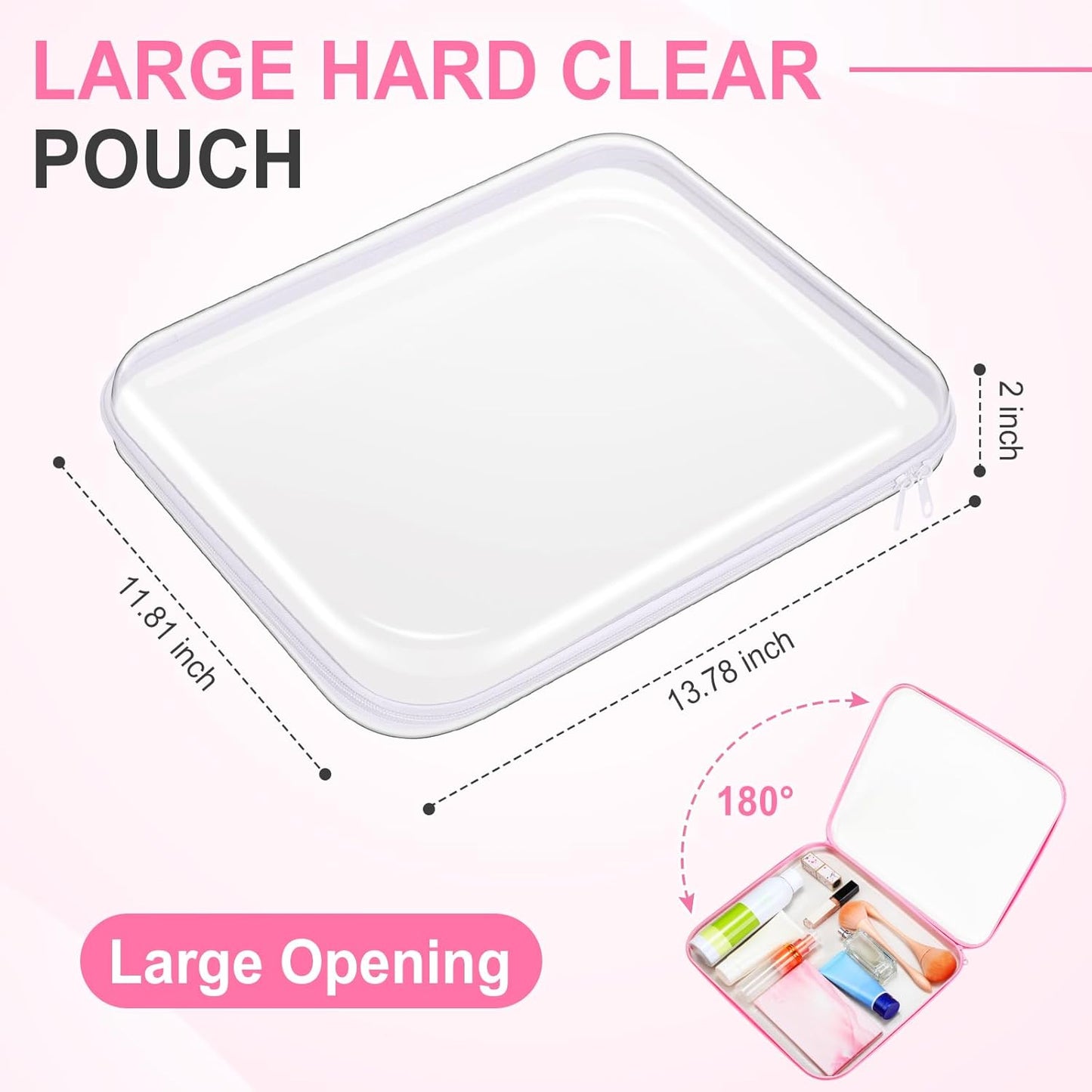 Sanwuta 6 Pcs Clear Hard Zipper Case Pencil Pouches Hard Plastic Zipper Pouches Makeup Bag Transparent Cases for Snacks Plastic Storage Organizer Box for Travel(Assorted Color,13.78 x 11.81 x 2 Inch)-FemmiqueWomen
