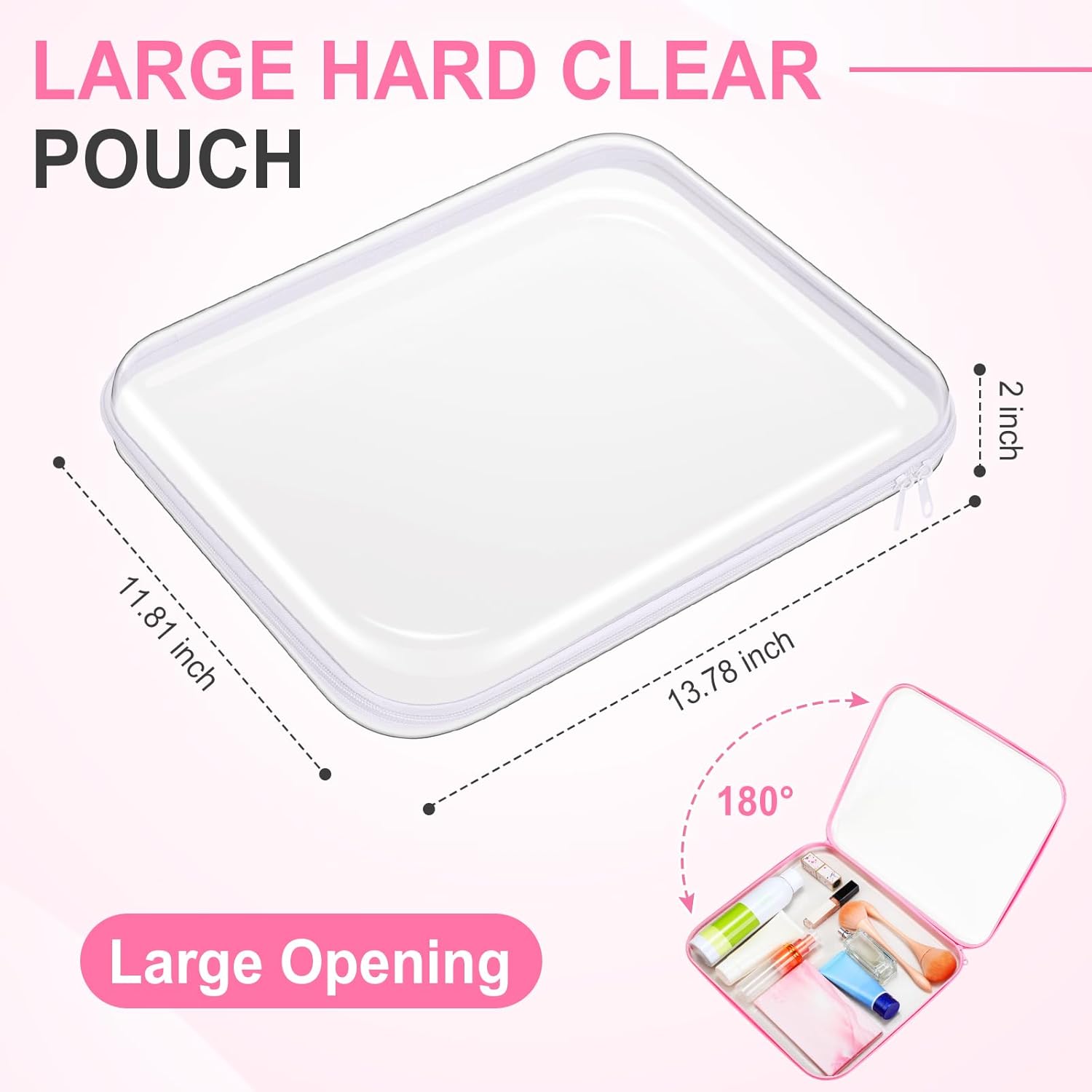 Sanwuta 6 Pcs Clear Hard Zipper Case Pencil Pouches Hard Plastic Zipper Pouches Makeup Bag Transparent Cases for Snacks Plastic Storage Organizer Box for Travel(Assorted Color,13.78 x 11.81 x 2 Inch)-FemmiqueWomen