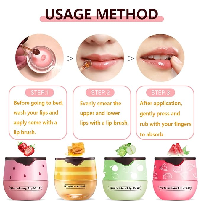 2 Pcs Strawberry & Honey Lip Balm, Lip Mask with Stick, Moisturizing Lip Sleeping Mask Day & Night Lip Care - Hydrate Repair Prevent Dry Cracked Exfoliate (Honey+Strawberry)-FemmiqueWomen