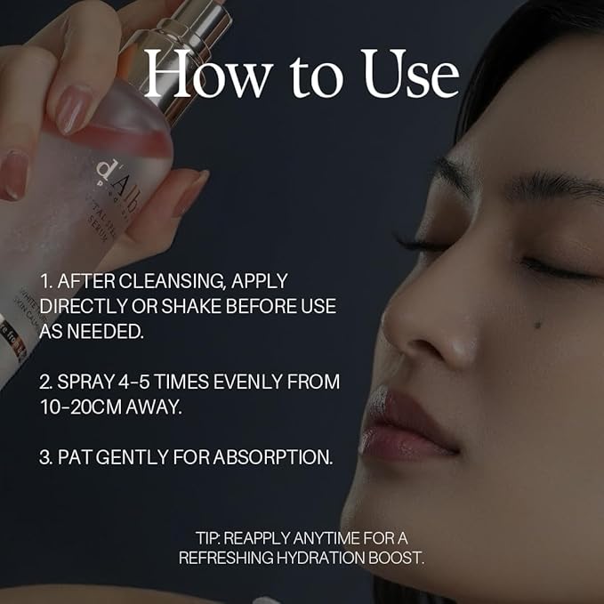 d'alba Piedmont Italian White Truffle Vital Spray Serum, Vegan Skin Care, Calming and Hydrating Facial Mist for Red and Sensitive Skin, Glow Serum, Surfactant Free, All in One, Korean Skin Care-FemmiqueWomen