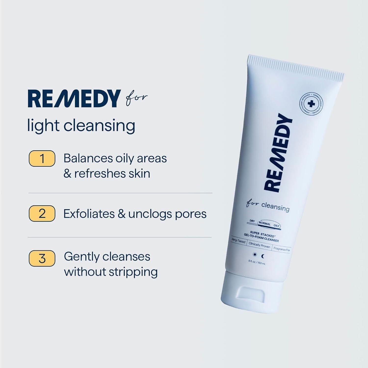 Remedy for Lightweight Cleansing - Gel to Foam Cleanser for Normal to Oily Skin - 0.5% Salicylic Acid, Ceramides, Glycerin, Green Tea - By Dermatologist Dr. Shah, 5 fl. Oz-FemmiqueWomen
