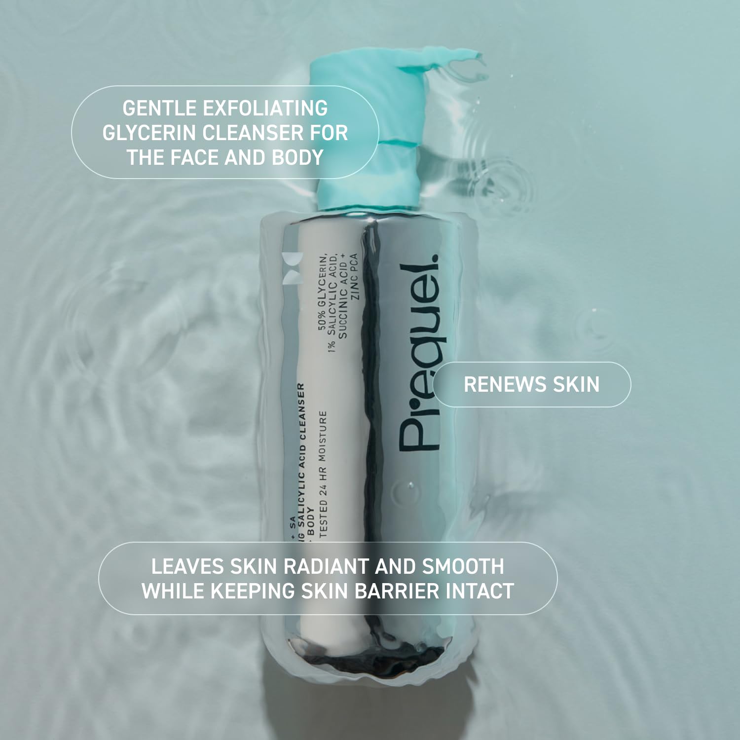 Skin Gleanser SA, Moisturizing Glycerin Face Wash,1% Salicylic Acid Face Cleanser, Unscented and Combination Skin Face Soap, 13.5 ounce (each) Pump Bottles - 6.75 fluid ounce (Pack of 2)-FemmiqueWomen