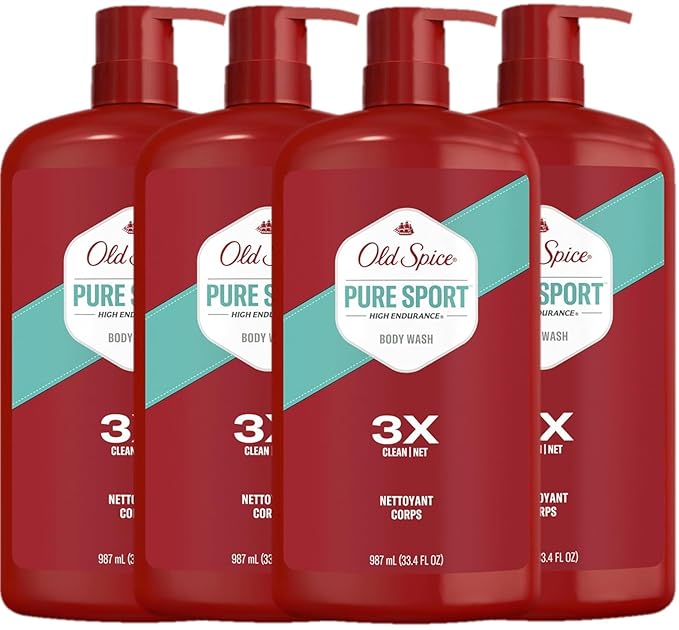 Old Spice Body Wash for Men, Pure Sport Scent, High Endurance, 33.4 fl oz (Pack of 4)-FemmiqueWomen