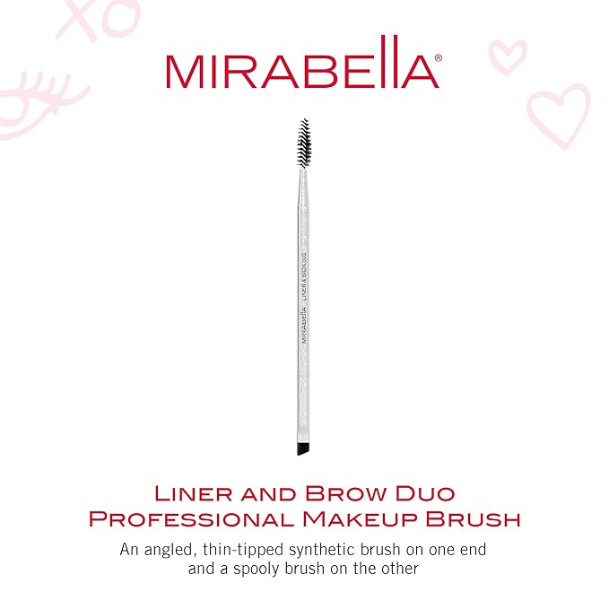 Mirabella Liner & Brow Duo Brush, Premium Professional Makeup Brush Collection, Cruelty-Free Synthetic Bristle Brush, Hand-Sculpted Brushed Aluminum Handle, Luxury Blending Brush for Makeup-FemmiqueWomen