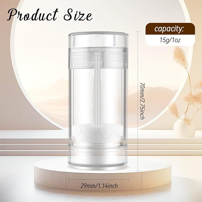 12 Pieces 15g Clear Plastic Deodorant Containers,Empty 1/2 oz Travel Lip Balm Tubes,Refillable Twist-UP Solid Perfume Tubes,Lipstick Tubes for DIY-FemmiqueWomen