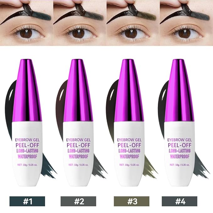 2Pcs Peel Off Eyebrow Tint Gel - Waterproof & Sweatproof All-Day Wear, Transfer-Resistant Tattoo Effect, All Skin Types + Mother’s Day Gift Set, 01#Black-FemmiqueWomen