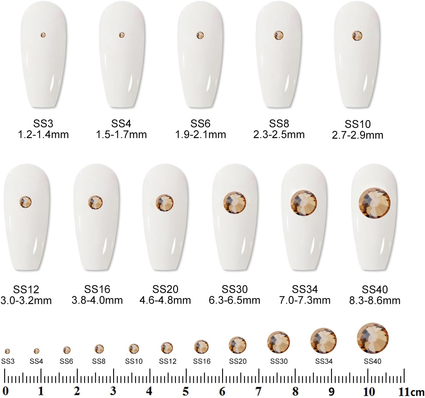 3000 PCS SS10 Flatback Rhinestones,12-Facet Diamond-Cut Glass Gems for Nail Art,Clothing,DIY Crafts,Glue-On Decoration Stones with Silver Backing,Golden Shadow-FemmiqueWomen