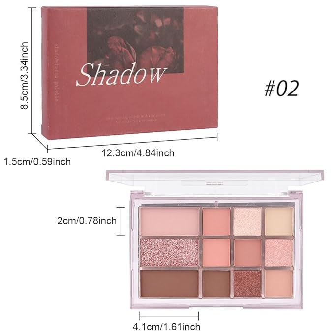 12 Girds Colorful Matte Shimmer Eyeshadow Palette for Eye Makeup,High Pigmented Eye Shadow Primers Powder Palet de sombras de ojos 12-B-FemmiqueWomen