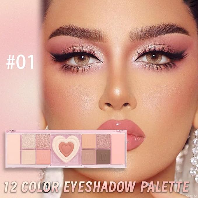 12 Colors Nude White Orange Matte Shimmer Eyeshadow Palette for Eye Makeup,High Pigmented Brown Eye Shadow Primers Powder Palet de sombras de ojos-FemmiqueWomen