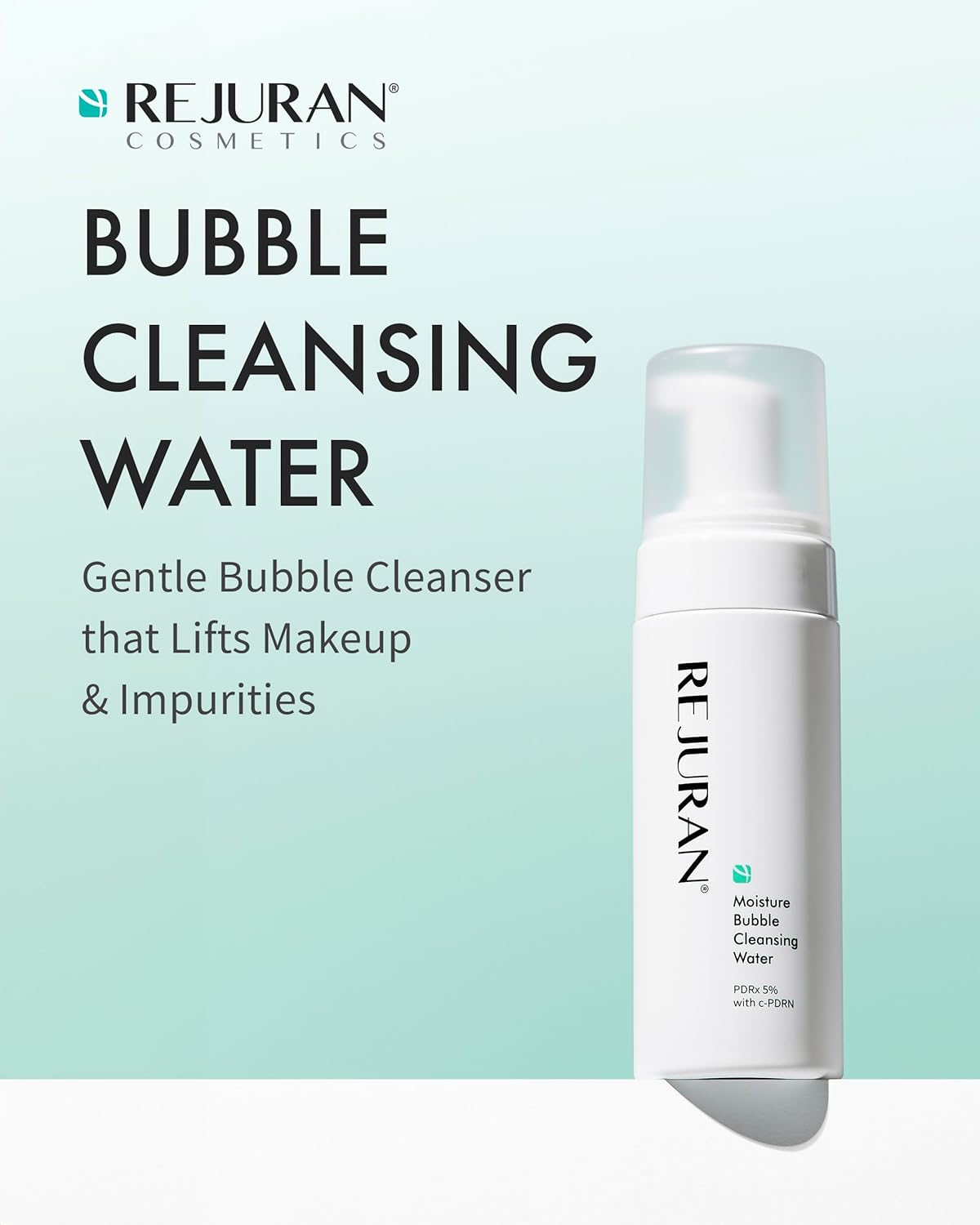 REJURAN® Moisture Bubble Cleansing Water, c-PDRN® - Facial Foaming Cleanser with PDRx, pH-Balanced and Hydrating, Micellar Water for Makeup Removal, Korean Skin Care (5.07 fl oz)-FemmiqueWomen