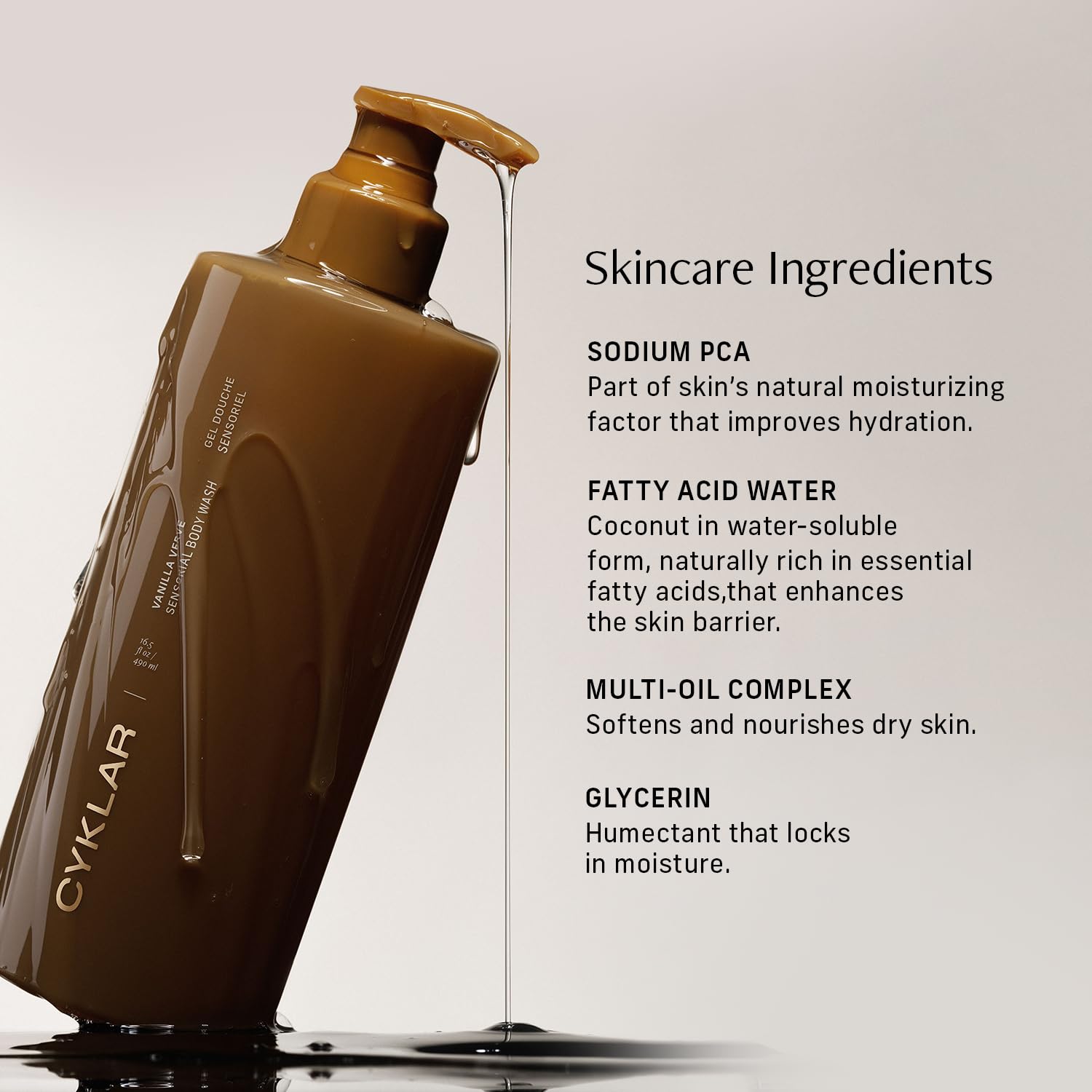 Sensorial Body Wash. Vanilla Verve Hydrating Cleanser with Moisture Locking Multi-Oil Complex, Sodium PCA and Glycerin. Nourishing Shower Gel for Women and Men, 16.5 Fl Oz Luxury Bodywash-FemmiqueWomen