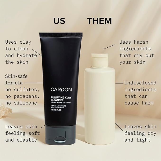 Cardon Men's Deep Pore Cleaning Clay Face Wash, 4x Better Than Charcoal, Oily, Acne-Prone Skin | Korean Premium Skin Care | Remove Face Oil & Dirt, (1 CT)-FemmiqueWomen