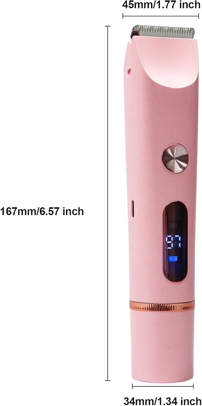 2025 Upgraded Bikini Trimmer for Women & 2 in 1 Dermave Bikini Shaver with LCD Display, Dual Head Cordless Electric Shaver, IPX7 Waterproof Wet/Dry Body Hair Trimmer for Face Body Intimate Areas,Pink-FemmiqueWomen