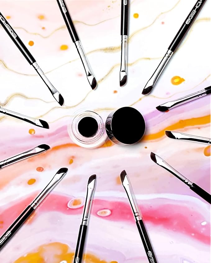 EIGSHOW Eyeliner Brush Gel Eyeliner Makeup Brush for Precise Eye Liner Eyebrow Eyelid Ultra Thin with Curved Bristle (E865 2Pieces)-FemmiqueWomen