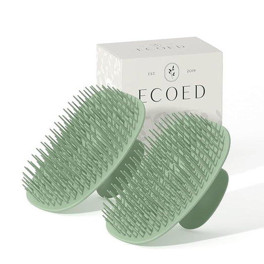2 PC Scalp Massager Shampoo Brush, Scalp Scrubber & Exfoliator for Dandruff Removal, Wet & Dry and Detangler for Men and Women, Suitable for Short Medium Hair (Green)-FemmiqueWomen