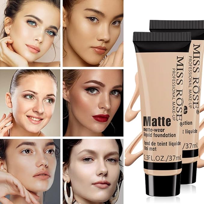 2 Pack Liquid Foundation Cream for Face Makeup,Durable Full Coverage Matte Concealer Make Up,Oil Control & Waterproof Base Primer -1+1 Fl.Oz (BEIGE 3#)-FemmiqueWomen