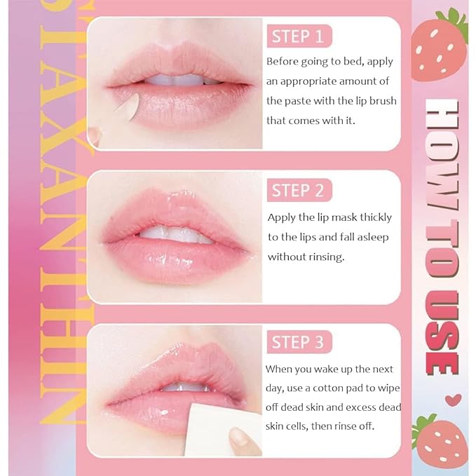 3 PCS Bee Lip Mask Lip Balm Honey Pot, Strawberry & Honey Lip Sleeping Mask Hydrating Prevention Dry and Cracked Lip Scrubs Exfoliator,Lip Mask Overnight Reduces Lip Lines-FemmiqueWomen