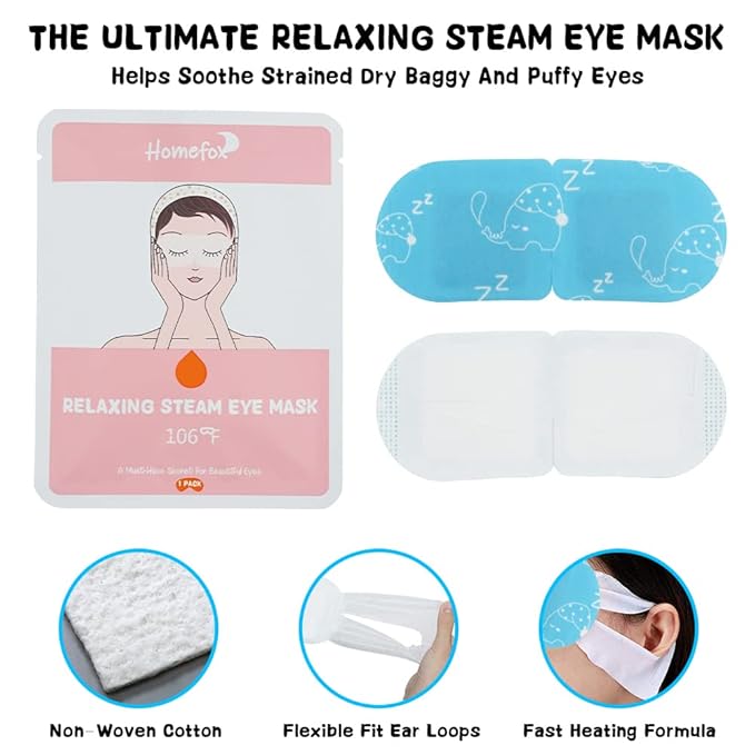 16 Pack Steam Eye Mask for Dry Eye Care - Bulk Disposable Heating Eye Mask for Dark Circles and Puffiness Relief Soothing Moisturizing Warm Eyes Care Pads Relax Therapy, Fragrance Free-FemmiqueWomen